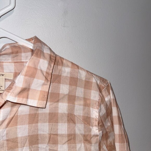 J.Crew Womens Pink Beige & White Gingham Button-Down Shirt Size 6 - Picture 2 of 6